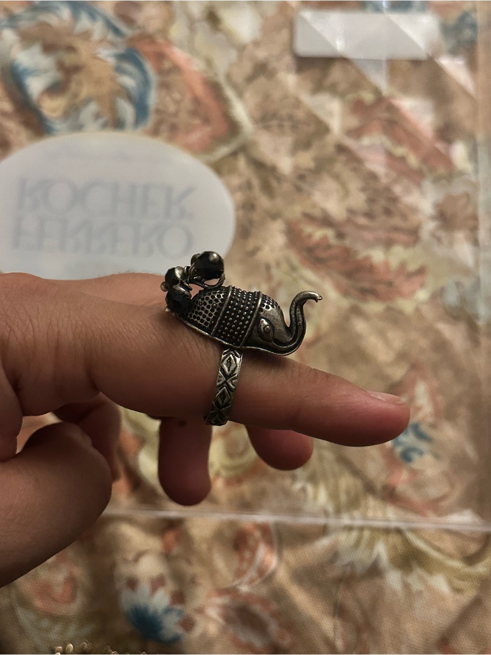 Elephant Adjustable Silver-Tone Ring